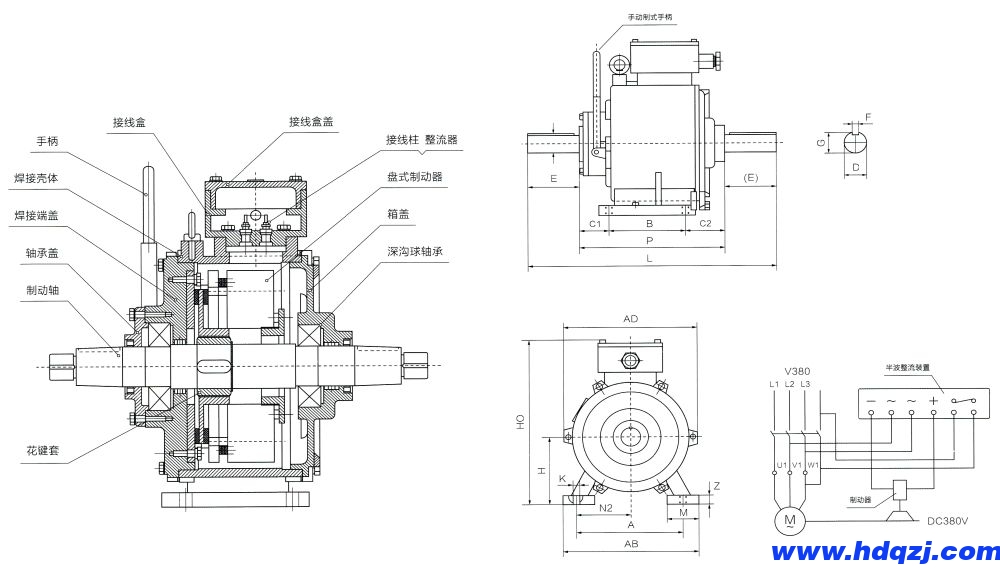 厂用BZES隔爆封闭式制动器外形尺寸图