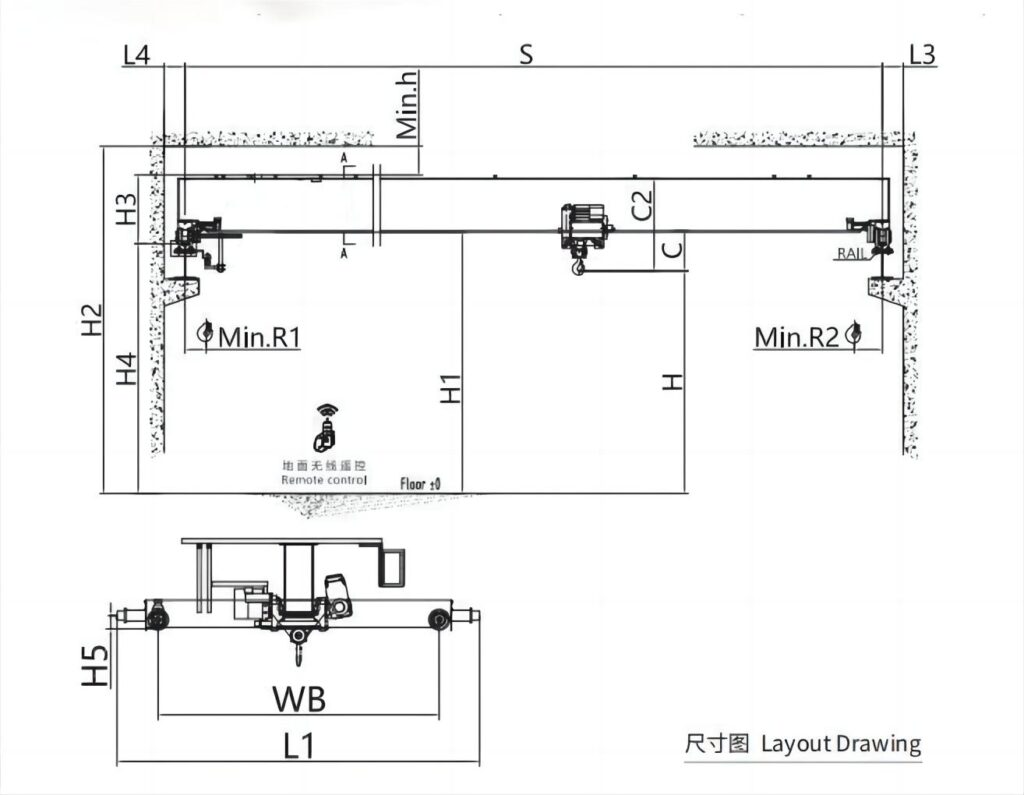 5吨欧式单梁起重机结构图