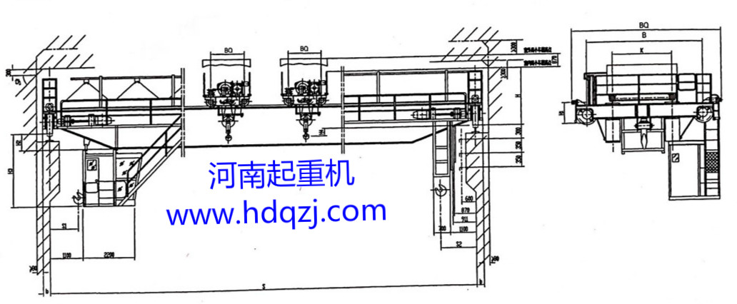 QE型双小车桥式起重机图纸