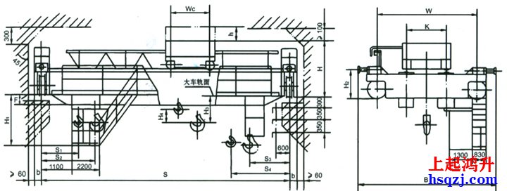 50吨双梁吊钩桥式起重机结构图